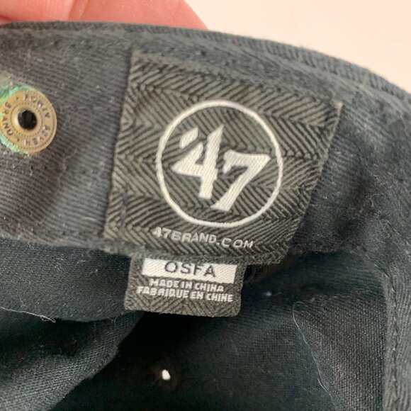 Portland Trailblazers NBA Black 47 Brand Clean Up Relaxed Fit Strapback Hat - Picture 6 of 6